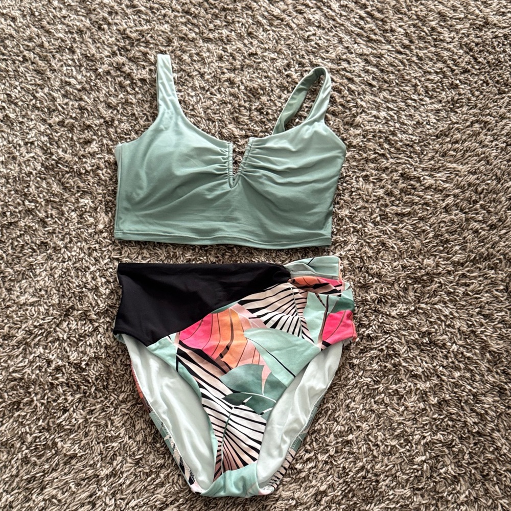 CALIA by Carrie Underwood Green and Multicolor Bikini